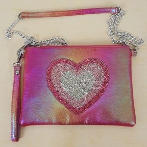 Bari Lynn Girl's Iridescent Heart Purse Wristlet